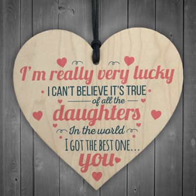 B&Q -  Got The Best Daughter Wooden Hanging Heart Sign Plaque Mum Family Love Gifts For Her