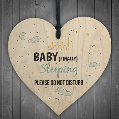 Red Ocean Baby Sleeping Hanging Heart Baby Son Daughter Bedroom Plaque Do Not Disturb Door Sign New Born Christening Gift from B&Q