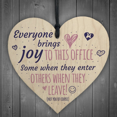 Red Ocean Bring Joy To The Office Colleague Novelty Wooden Hanging Heart Leaving Gift Home Office Plaque from B&Q