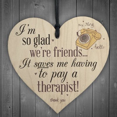 Red Ocean So Glad We're Friends Funny Humourous Hanging Wooden Heart Best Friend Birthday Thank You Card Gift from B&Q