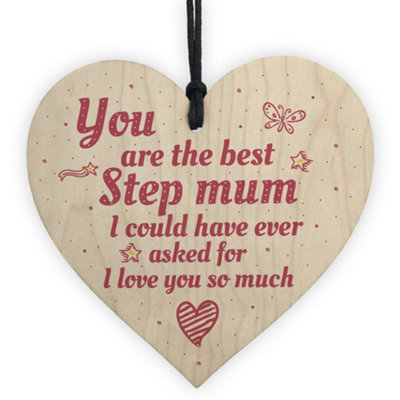Red Ocean Handmade Best Stepmum Wood Novelty Hanging Plaque Gifts For Mum Mummy Birthday Gifts from B&Q
