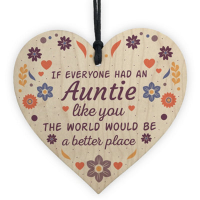 Red Ocean Handmade Auntie Gifts Shabby Chic Wooden Heart Thank You Gifts For Her Friendship Sign from B&Q