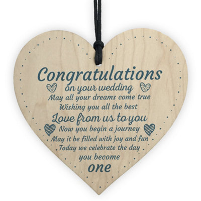 Red Ocean Wedding Gift Mr And Mrs Bridal Bridesmaid Gift For Bride And Groom Wood Heart Keepsake Plaque from B&Q