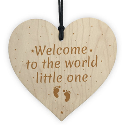 B&Q -  Newborn Baby Girl Boy Pregnancy Shower Wooden Heart Sign Christening Gift For Baby