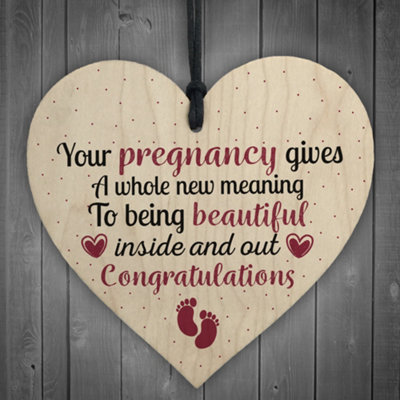 B&Q -  Pregnancy Congratulations Mum Mummy Dad To Be New Baby Shower Gift Wood Heart Keepsake Plaque