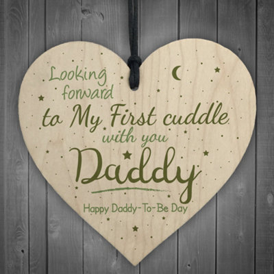 Red Ocean First Cuddle Daddy From Bump Gifts Wood Heart Dad To Be Father Funny Card Baby Son Daughter Present from B&Q