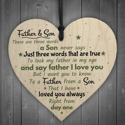 Red Ocean Father And Son Hanging Wooden Heart Plaque Sign Fathers Day Gift For Him Son Thank You from B&Q