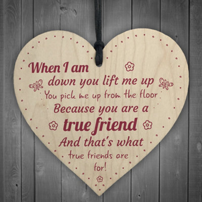 Red Ocean Friendship Sign Best Friend Plaque Wooden Hanging Heart Sign Thank You Shabby Chic Gift For Her Him from B&Q