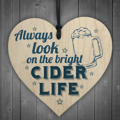 Red Ocean Bright Cider Life Novelty Man Cave Pub Dad Gift Wooden Hanging Heart Plaque Home Bar Sign