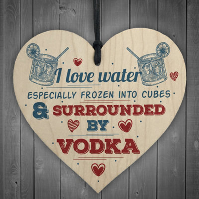 B&Q -  I Love Vodka Shabby Chic Hanging Wooden Sign Friendship Home Gift Drinking Pub Bar Plaque