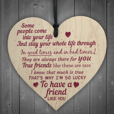 Red Ocean A Friend Like You Friendship Friend Sign Plaque Gift Shabby Chic Wooden Hanging Heart Thank You Present from B&Q