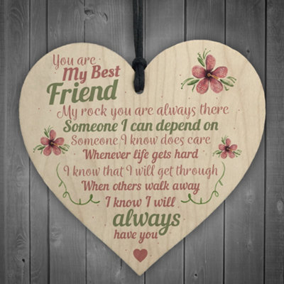 Red Ocean Best Friend Friendship Plaque Chic Wooden Heart Birthday Thank You Mum Daughter Nan Gift from B&Q