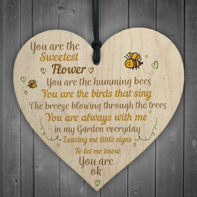 B&Q -  Mum Nan Dad Family Guardian Angel Wood Heart Sign Memorial Gift Angels For Grave Plaques