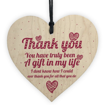 Red Ocean Thank You Gift Colleague Teacher Mentor Nursery Nurse Friendship Wooden Hanging Heart Plaque Gift from B&Q