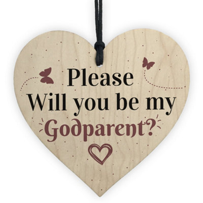 Red Ocean Handmade Godparent Asking Gift For Christening Special Keepsake Friendship Godmother Godfather Sign from B&Q