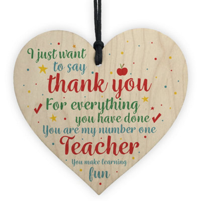Red Ocean Handmade Wooden Hanging Plaque Thank You Gift For Teacher Leaving Nursery Keepsake Present from B&Q