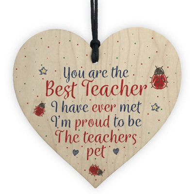 Red Ocean Handmade Hanging Wooden Heart Teacher Gift Teaching Assistant Leaving Present Thank You Keepsake Gifts from B&Q