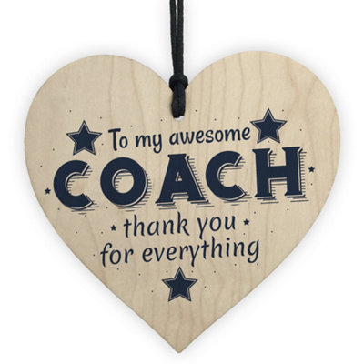 B&Q -  Best Football Manager Gymnastics Dance Coach Gift Wooden Heart Thank You Gifts For Her Him