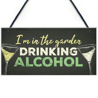 Red Ocean Drinking Funny Garden Plaque Gin Vodka Sign Shed Friendship Novelty Gift For Him Her from B&Q