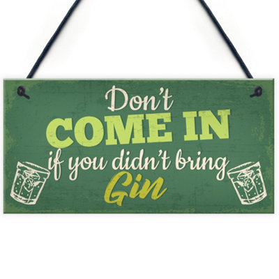 Red Ocean Funny Gin Bar Sign Novelty Hanging Sign Gin Tonic Gifts Pub Man Cave Kitchen Plaque Gift from B&Q