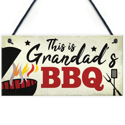 B&Q -  Grandad's Bbq Hanging Garden Sign Summer House Bar Man Cave Shed Plaque Gitfs For Men
