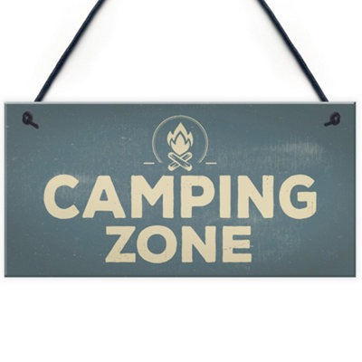 B&Q -  Camping Zone Caravan Signs And Plaques Novelty Chic Mum Dad Nan Gift For Her