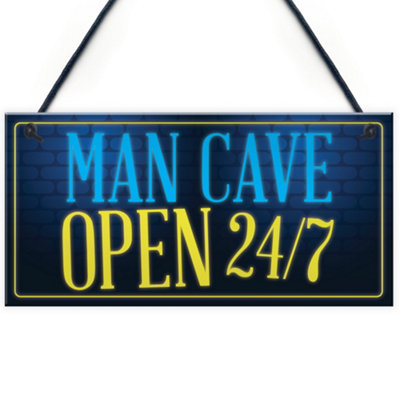 Red Ocean Man Cave Signs And Plaques Neon Effect Shed Sign Door Wall Plaque Dad Grandad Gift from B&Q