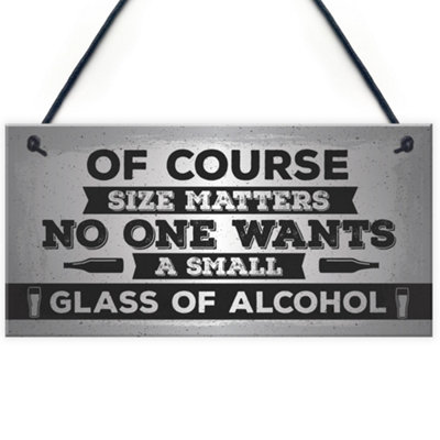 Red Ocean Size Matters Funny Bar Pub Man Cave Hanging Plaque Gift For Men For Him from B&Q