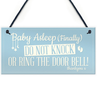 B&Q -  Baby Asleep Bedroom Door Sign Baby Sleeping New Born Mum Hanging Wall Plaque Shower Gift