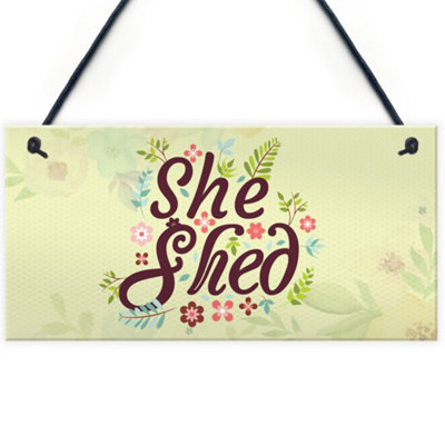 Red Ocean She Shed Garden Sign Gift For Her Woman Cave Mum Sister Friendship Home Plaque from B&Q