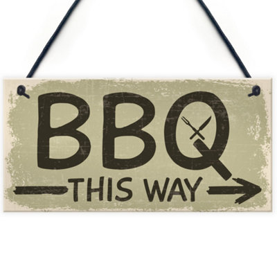 Red Ocean Bbq Barbecue This Way Garden Shed Sign Summerhouse Hanging Plaque Dad Gifts For Him from B&Q