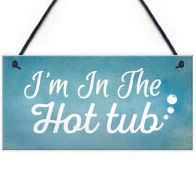 Red Ocean I'm In The Hot Tub Garden Shed Jaccuzi Pool Wooden Heart Novelty Friendship Sign Gift from B&Q