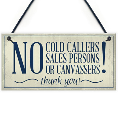 Red Ocean No Cold Callers Canvassers Religious Groups Front Door House Garden Gate Plaque Home Decor from B&Q