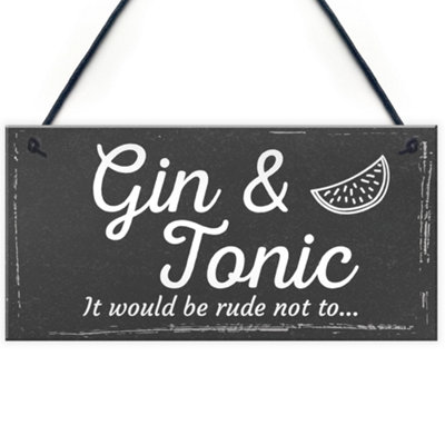 Red Ocean Gifts For Women Gin Tonic Plaque Novelty Garden Pub Bar Man Cave Sign from B&Q