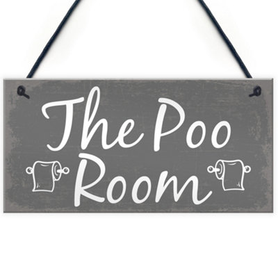 Red Ocean The Poo Room Shabby Chic Bathroom Toilet Loo Plaque Funny Novelty Decor Door Sign from B&Q