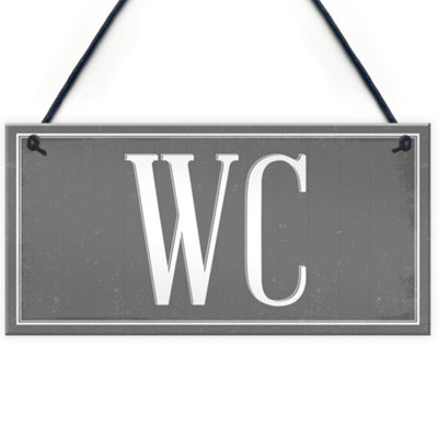 B&Q -  Toilet Wc Chic Bathroom The Loo Door Hanging Wall Sign Cafe Pub Office Shop Plaque Gift