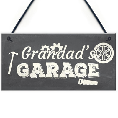 Red Ocean Grandad's Garage Hanging Wall Plaque Novelty Workshop Man Cave Shed Sign Father Gift from B&Q