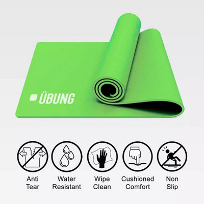 Ubung Yoga Mat Non Slip With Carry Strap 10mm Thick Exercise Mat For Home Workouts Pilates Yoga Green from B&Q