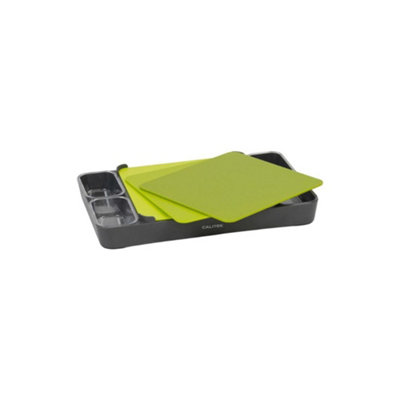 Calitek Set Of 3 Chopping Board Set With Container And Holder For Multipurpose Use Green from B&Q