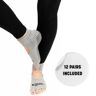 Ubung Grey Yoga Cal173 Non Slip Open Toe Socks Packs Of 12 Size 4-9 Uk Size from B&Q