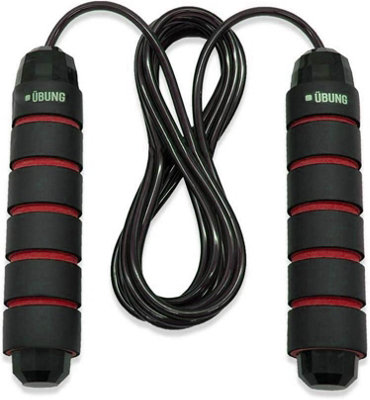 Ubung Skipping Rope Fitness Jump Rope With Tangle Free Adjustable Length With Foam Handle Red