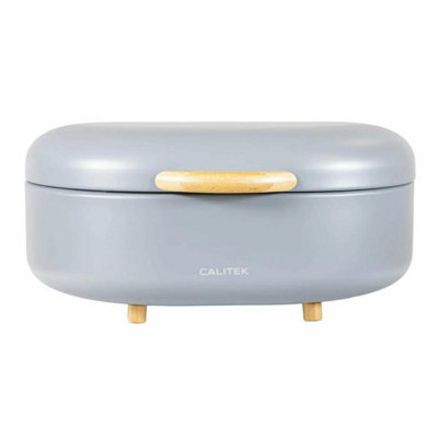 Calitek Unisex Grey Bread Bin With Bamboo Feet Carbon Steel - Image 4