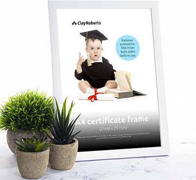 Dailybuy Clay Roberts A4 Frame, Photo Frame, A4, Picture Frame, Certificate Frame, Art Print Poster Frame, Freestanding And Wall Moun White