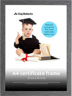 Dailybuy Dark/Grey Clay Roberts A4 Frame, Photo Frame, A4, Picture Frame, Certificate Frame, Art Print Poster Frame, Freestanding And Wall