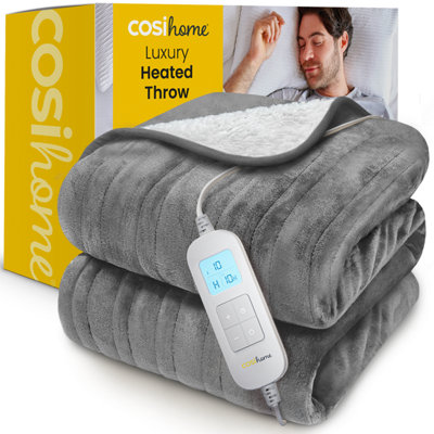 Cosi Home Fleece & Sherpa Electric Heated ThrowGrey from B&Q