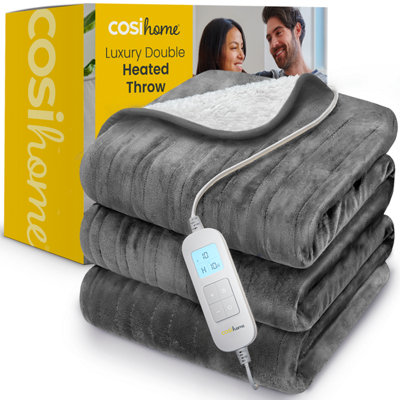 Cosi Home Double Fleece & Sherpa Electric Heated ThrowGrey from B&Q