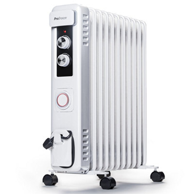 B&Q -  2500W Compact Oil Filled Radiator Heater With 11 Fins And Thermostat Control