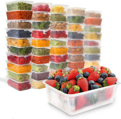 B&Q -  Plastic Food Containers With LidsPack Of 10Leak ProofMicrowave & Freezer Safe Container Sets Food Storage Containers