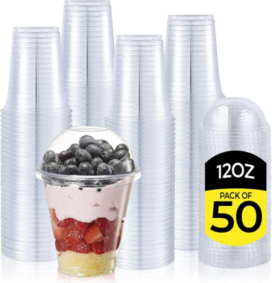 Zuvo 12Oz Plastic Smoothie Cups With Dome Lids Pack Of 50 Reusable from B&Q