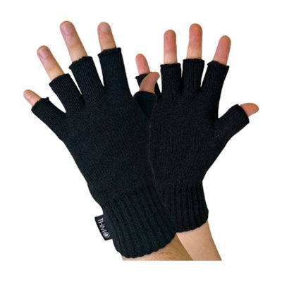 Thmo Black Mens Thinsulate Winter Fingerless Gloves - L 3M